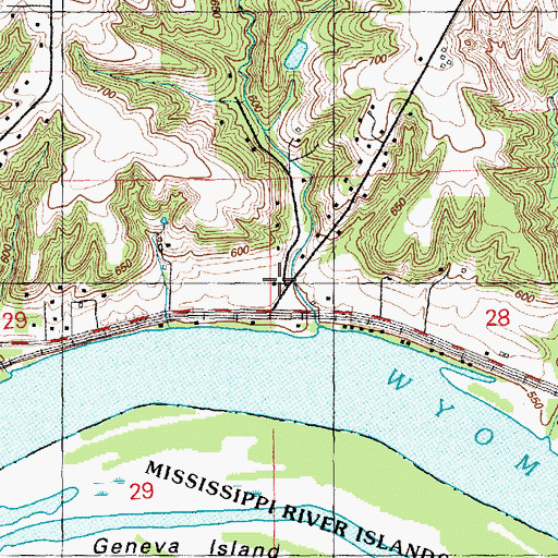 Topographic Map of Geneva Post Office (historical), IA