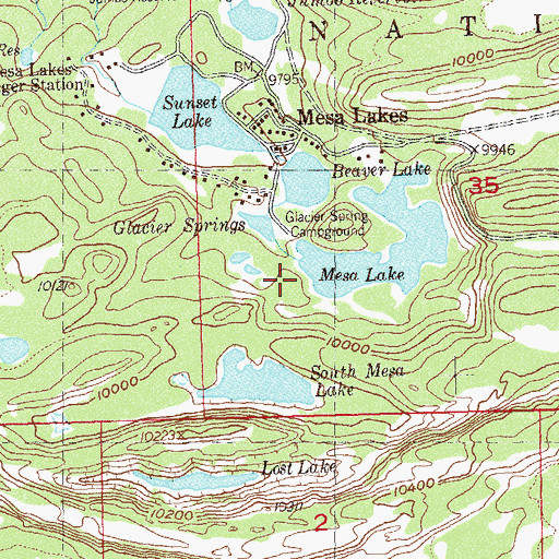 Topographic Map of Mesa Lake Number 3, CO