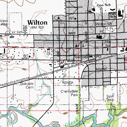 Topographic Map of Wilton, IA