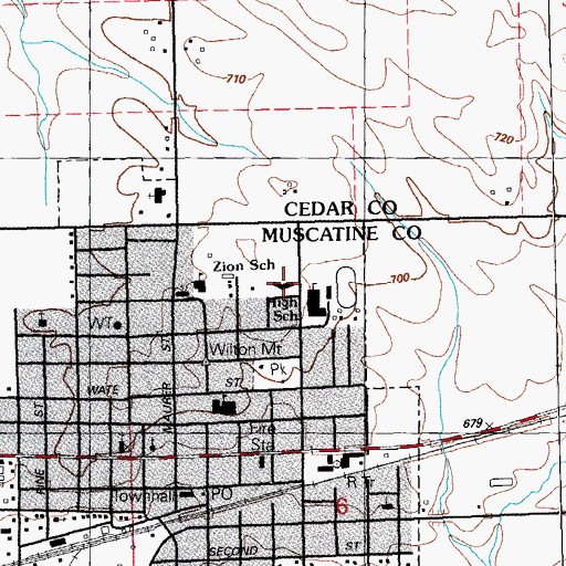 Topographic Map of Wilton Care Center, IA