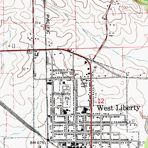 Topographic Map of First Church United, IA