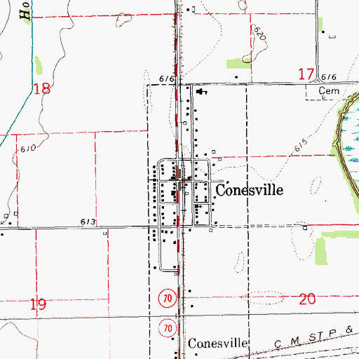 Topographic Map of Conesville (historical), IA