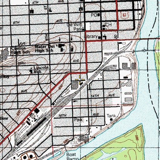 Topographic Map of Clinton, IA