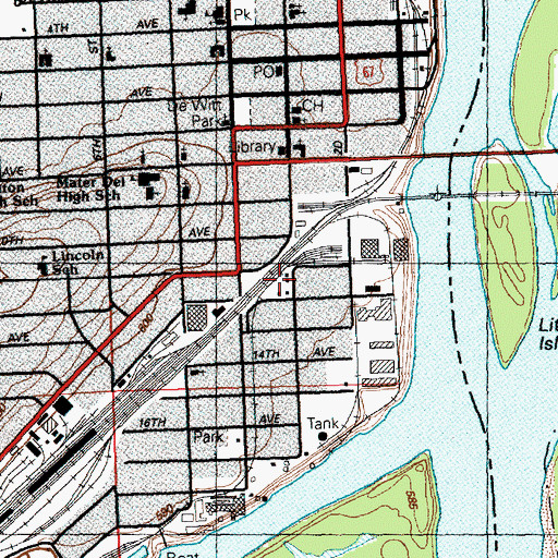 Topographic Map of Milwaukee Passenger Station, IA