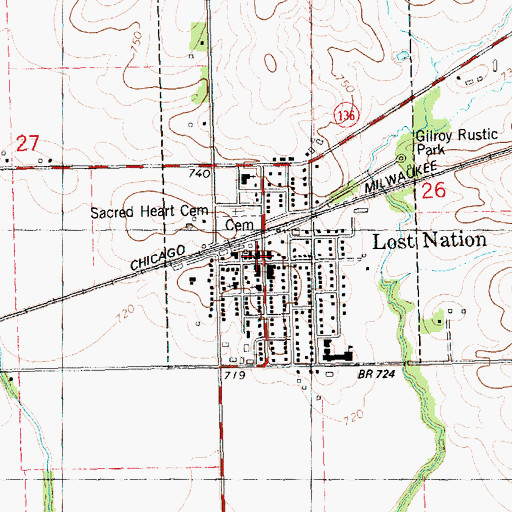 Topographic Map of Lost Nation (historical), IA