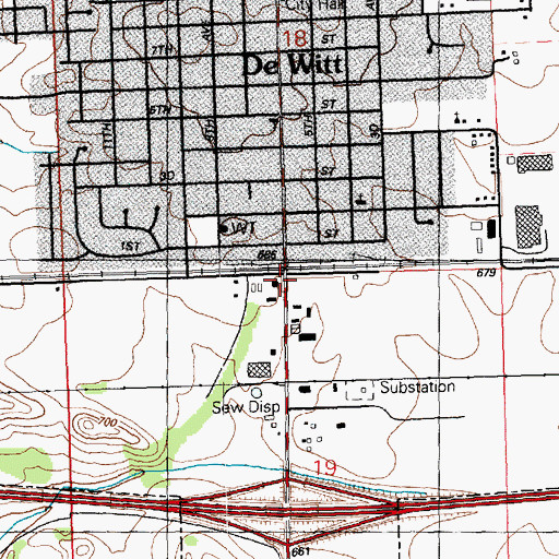Topographic Map of De Witt, IA
