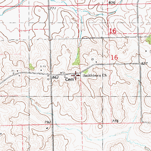 Topographic Map of Smithtown Cemetery, IA