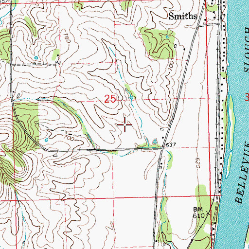 Topographic Map of Bellevue Golf Club, IA