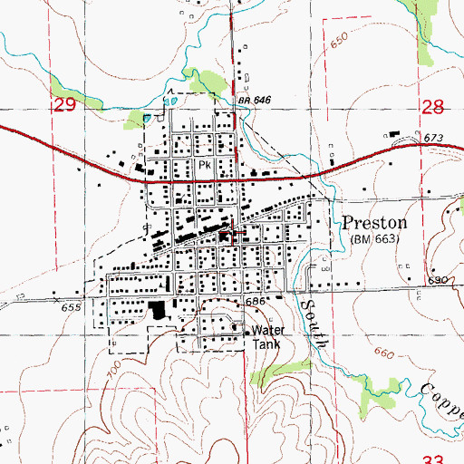 Topographic Map of Preston Police Department, IA