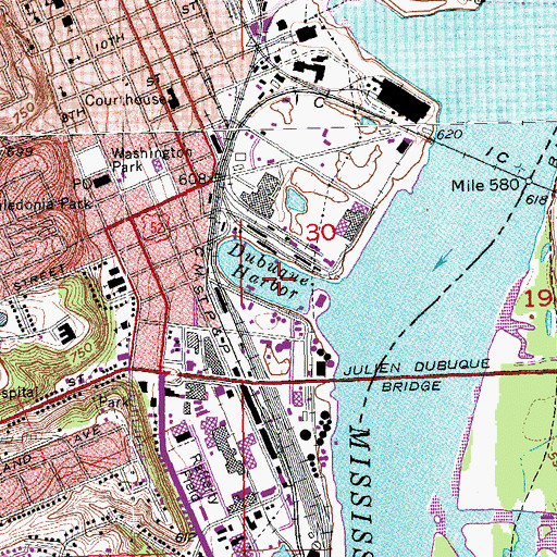 Topographic Map of Dubuque Harbor, IA