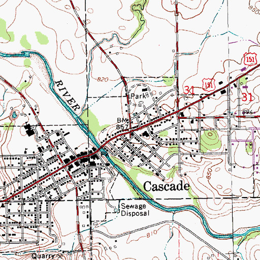 Topographic Map of Cascade Public Library, IA