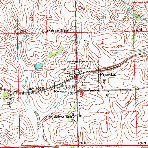 Topographic Map of Peosta, IA