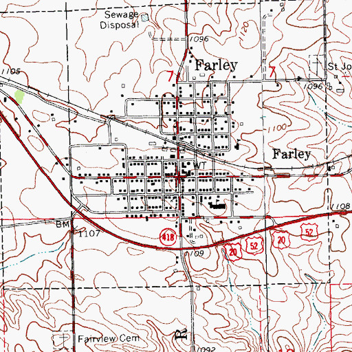 Topographic Map of Farley City Park, IA