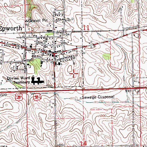 Topographic Map of Epworth Elementary School, IA