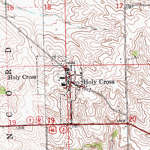 Topographic Map of Holy Cross Post Office (historical), IA