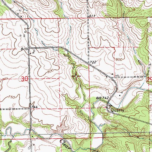 Topographic Map of Mink Run Wildlife Area, IA