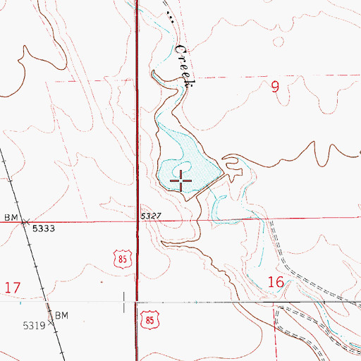 Topographic Map of Dover Reservoir, CO