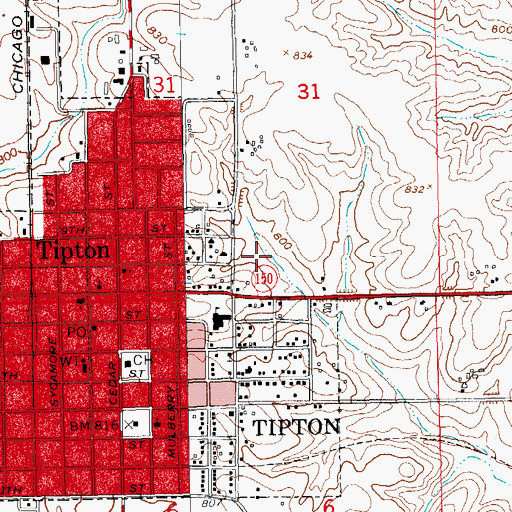 Topographic Map of Tipton City Park, IA