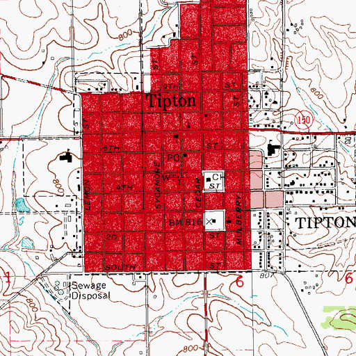 Topographic Map of Tipton Police Department, IA