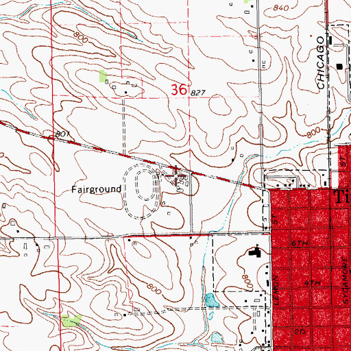 Topographic Map of Red Oak Number One School (historical), IA