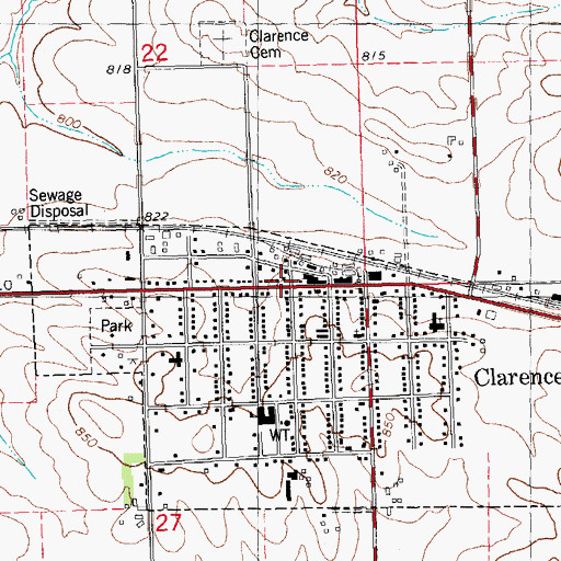 Topographic Map of Clarence Fire Department, IA
