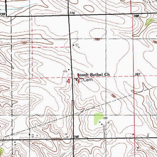 Topographic Map of South Bethel Cemetery, IA