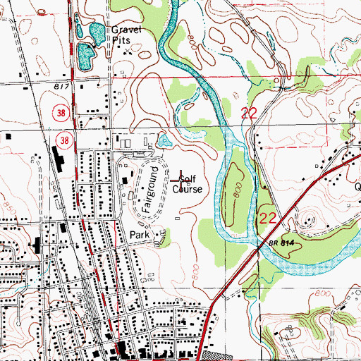 Topographic Map of Monticello Golf Club, IA