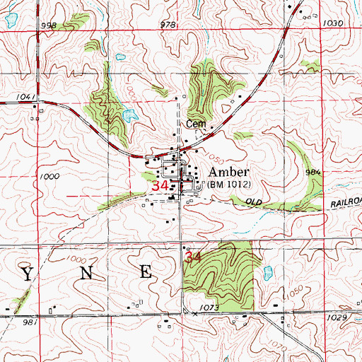 Topographic Map of Amber Post Office (historical), IA