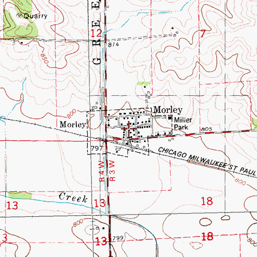 Topographic Map of Morley Community Building, IA