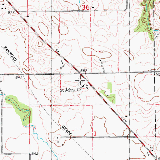 Topographic Map of Saint Johns Evangelical Cemetery, IA