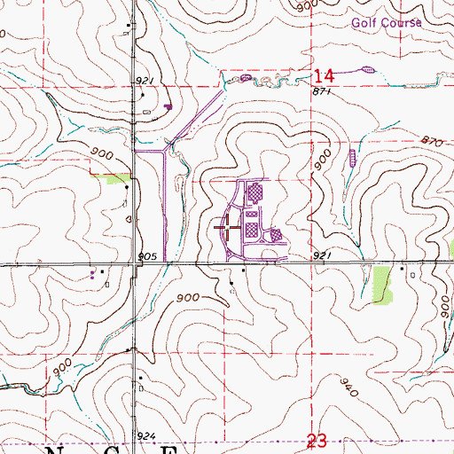 Topographic Map of Chicasaw Hall, IA