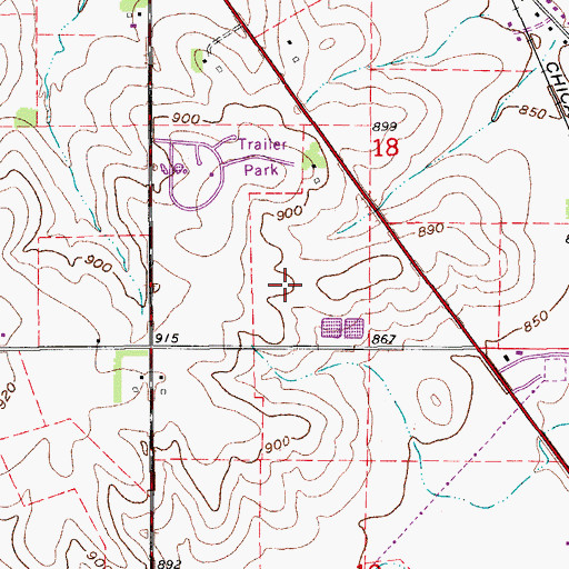 Topographic Map of Southview Estates Mobile Home Park, IA