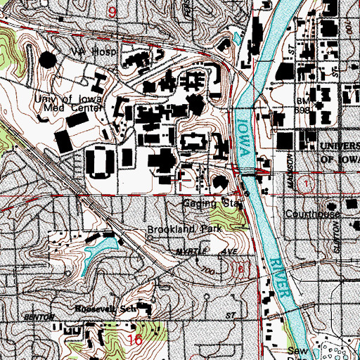 Topographic Map of South Quadrangle Building, IA