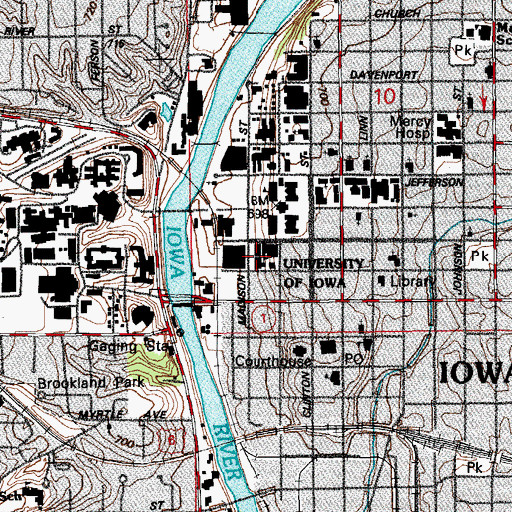 Topographic Map of Communications Center, IA