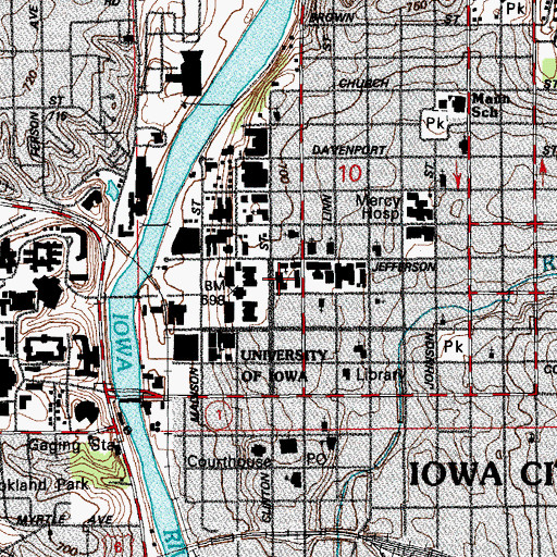 Topographic Map of Phillips Hall, IA