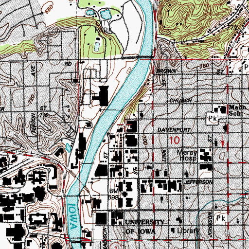 Topographic Map of Stanley Residence Hall, IA