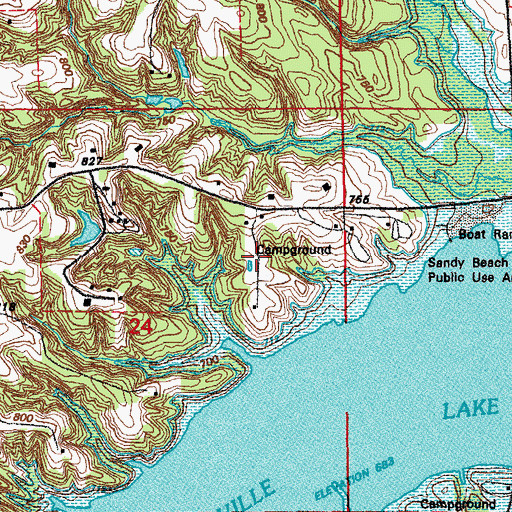 Topographic Map of Sandy Beach Campground, IA