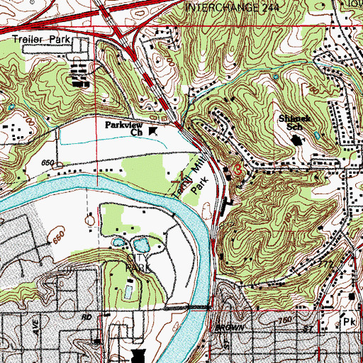 Topographic Map of Terrill Mill Park, IA
