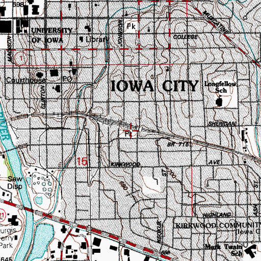 Topographic Map of Oak Grove Park, IA