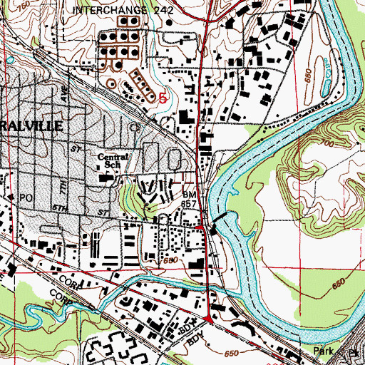 Topographic Map of Central Park, IA