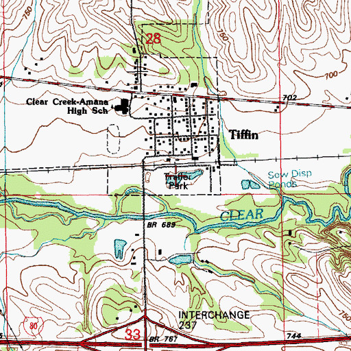 Topographic Map of Clear Creek Mobile Home Park, IA