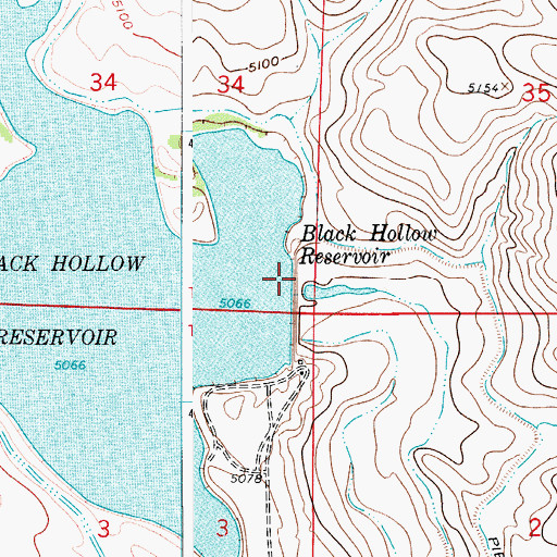 Topographic Map of Black Hollow Dam, CO