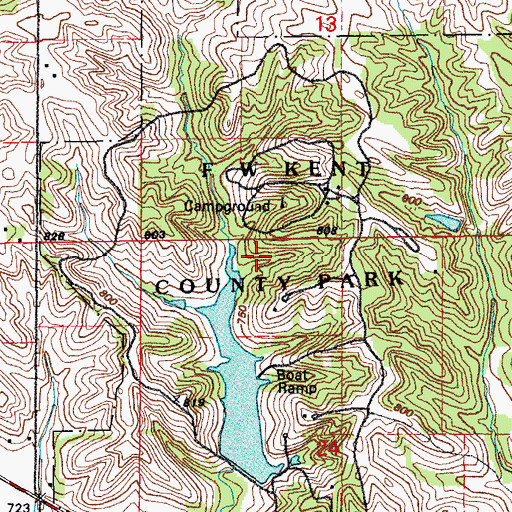 Topographic Map of F W Kent County Park, IA