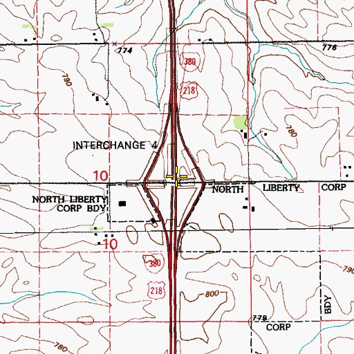 Topographic Map of Interchange 4, IA