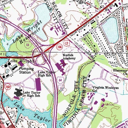 Topographic Map of Norfolk Academy, VA