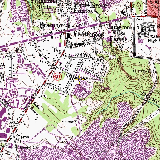 Topographic Map of Walhaven, VA
