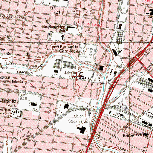 Topographic Map of Alamo Achievement Center, TX