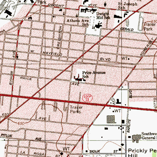 Topographic Map of Price Elementary School, TX