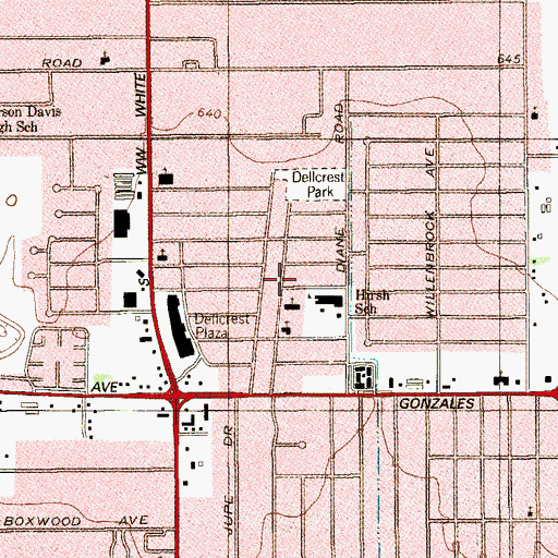 Topographic Map of Hirsch Elementary School, TX