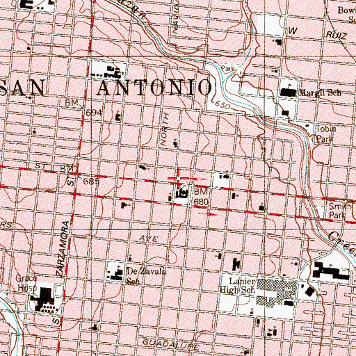 Topographic Map of Escuela de las Americas, TX